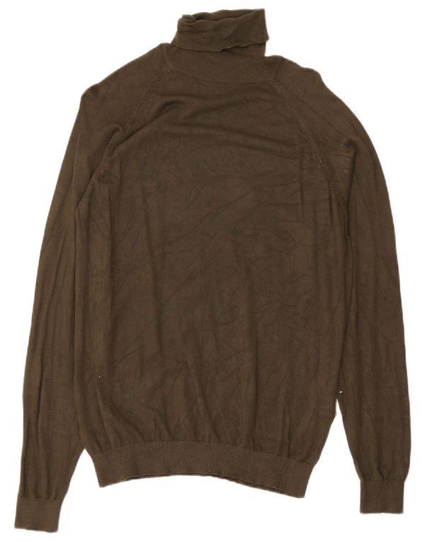 Zara Dame Rullehals sweater UK 14 Medium Green Viscose