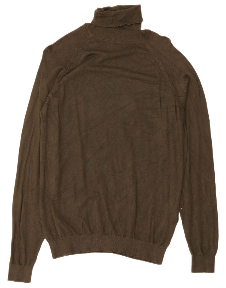 Zara Dame Rullehals sweater UK 14 Medium Green Viscose