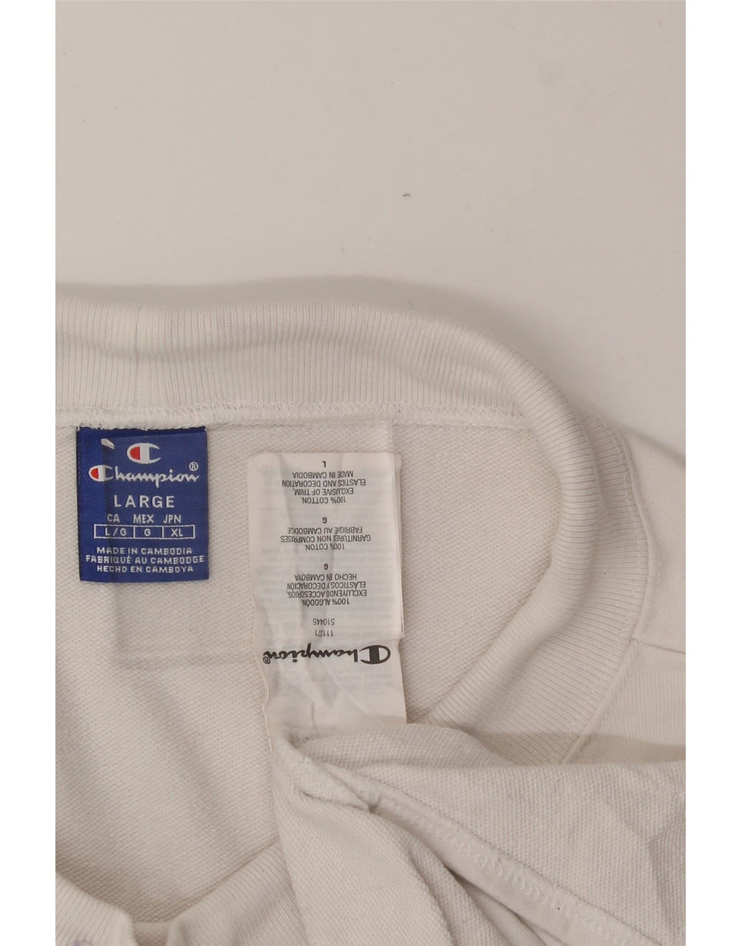 CHAMPION Womens Graphic Sweatshirt Jumper UK 16 Large White Cotton Vintage Champion and Second-Hand Champion from Messina Hembry 