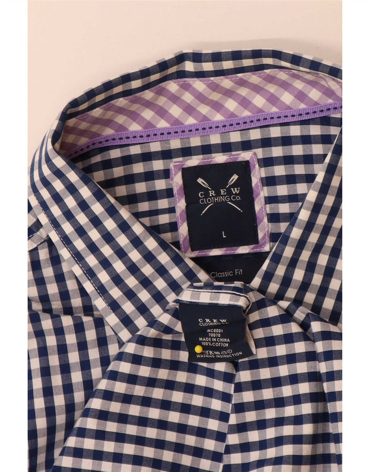 Crew Clothing Herre Classic Fit Shirt Large Blue Gingham Cotton