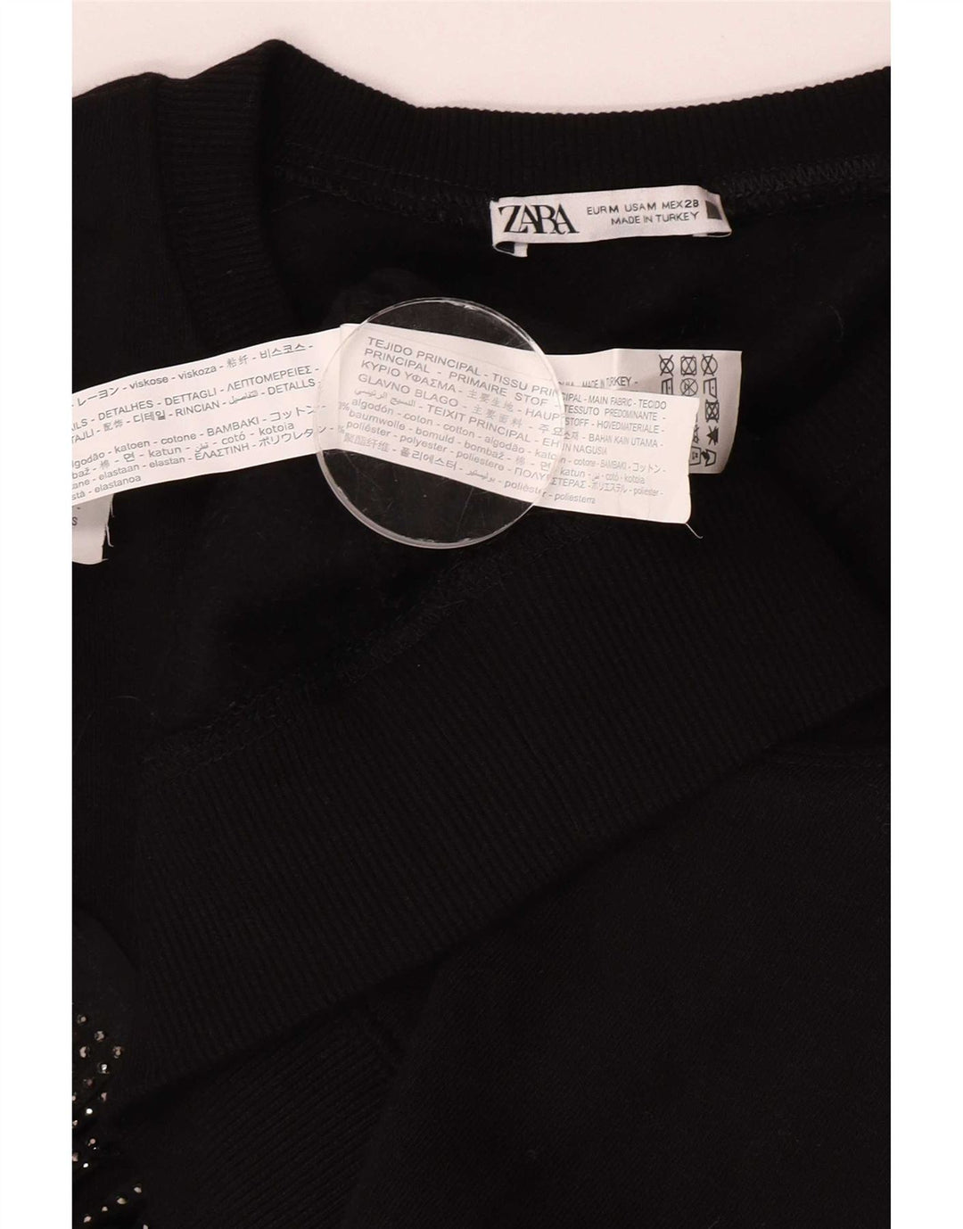 Zara Dame Oversized Sweatshirt Jumper UK 14 Medium Sort Bomuld