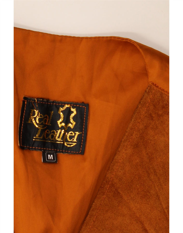 Vintage herre ruskindsvest mellem brunt læder