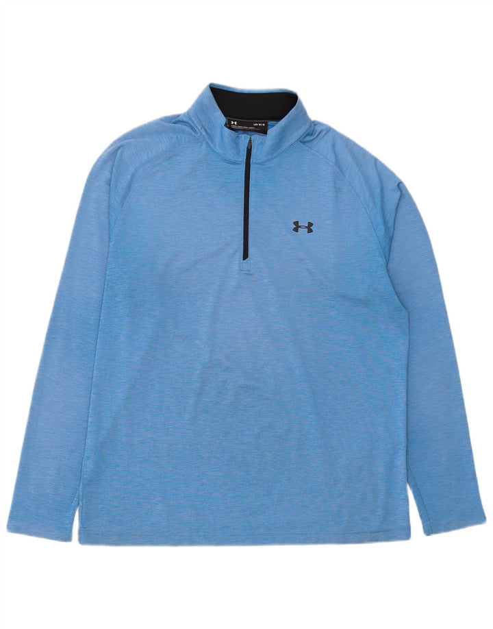 Under Armour Herre Zip Neck Pullover Træningsdragt Top Stor Blå Polyester