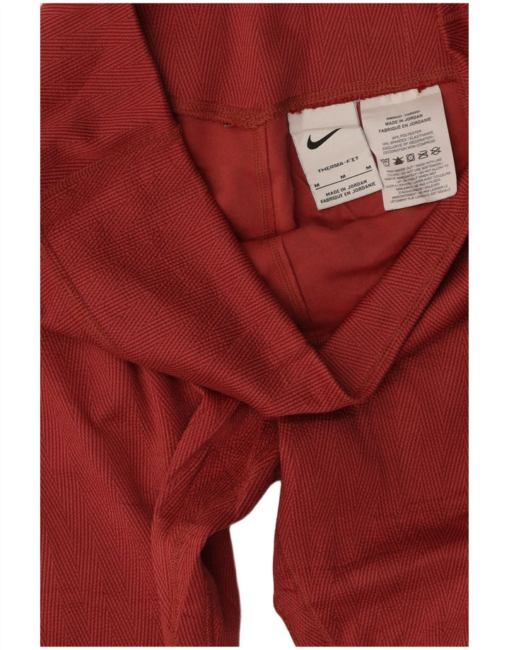 NIKE Womens Therma-Fit Leggings UK 12 Medium Burgundy Polyester