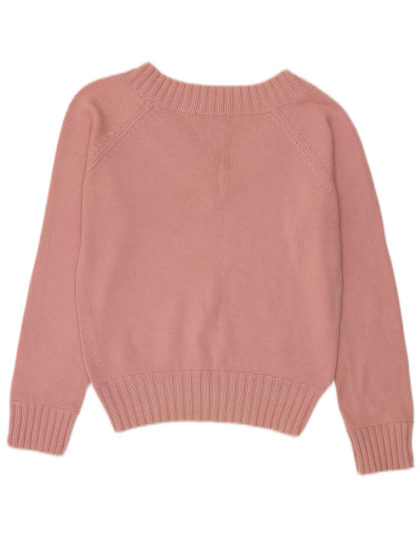 Marks & Spencer Womens Crop V-hals sweater UK 8 Small Pink Bomuld