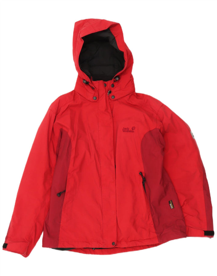 Jack Wolfskin Dame Windbreaker Jacket UK 14/16 Large Red Colourblock