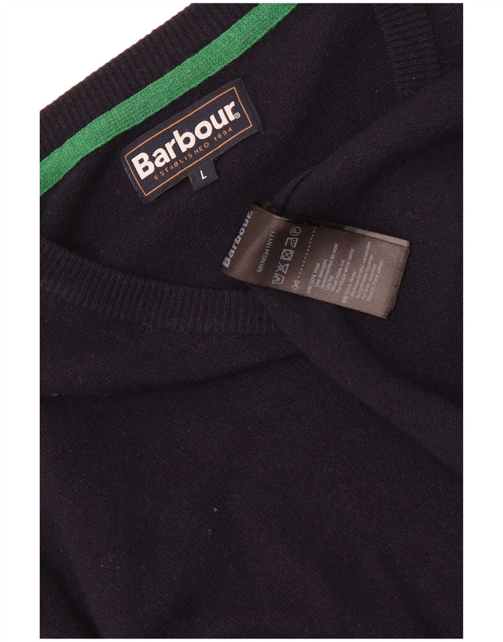 Barbour Herre V-hals sweater Stor marineblå uld