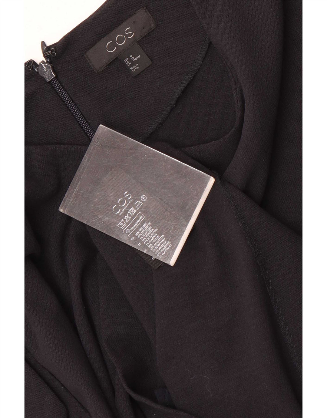 Cos Dame 3/4 ærmer Oversized Shift Kjole EU 40 Medium Sort Viscose