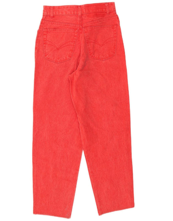 Vintage kvinders højtaljede koniske jeans IT 42 Medium W26 L26 rød bomuld