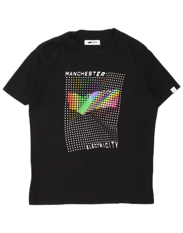Gas Mens Graphic T-Shirt Top Large Black Cotton