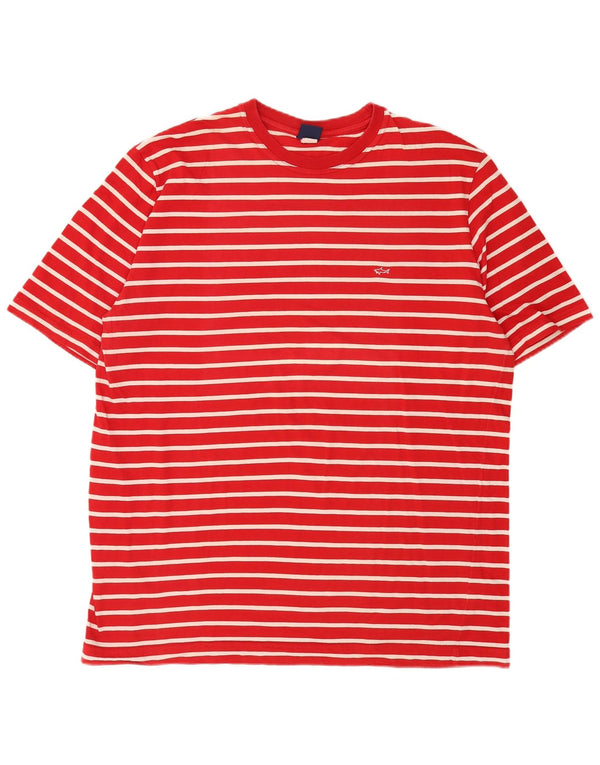 Paul & Shark Herre T-Shirt Top 2XL Rød Nålestribet Bomuld