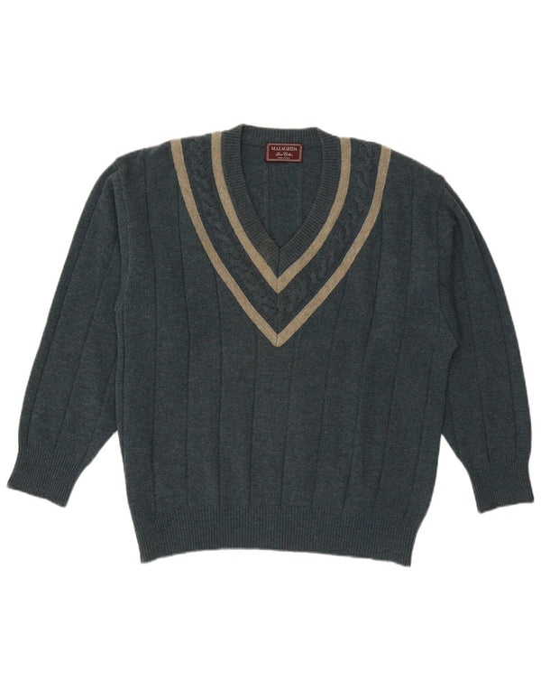 MALAGRIDA Herre V-hals sweater Stor grøn uld