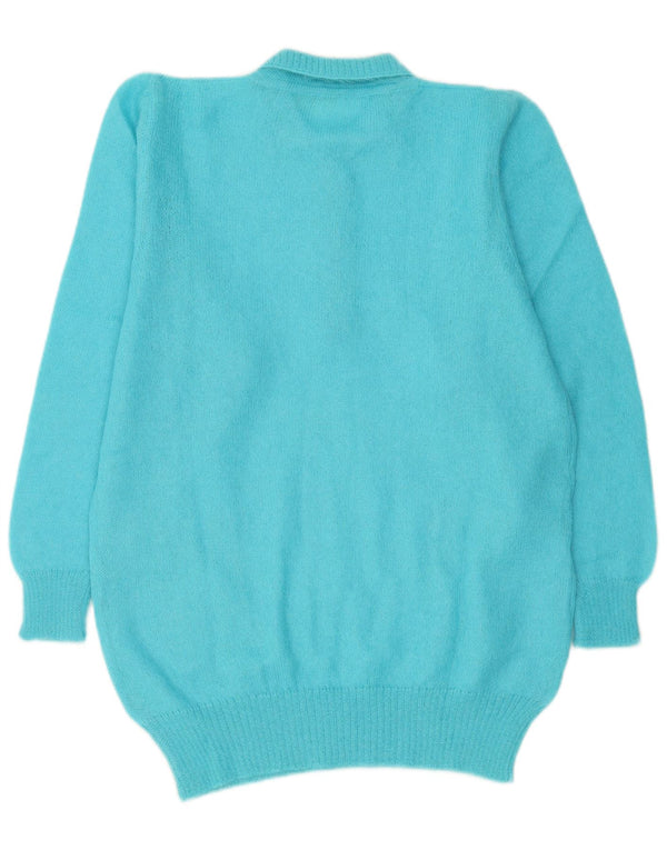 Vintage Dame Polo Neck Jumper Sweater IT 44 Medium Blue Mohair