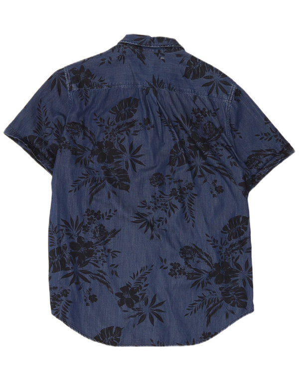 Superdry Kortærmet Herreskjorte Large Blue Floral Viscose
