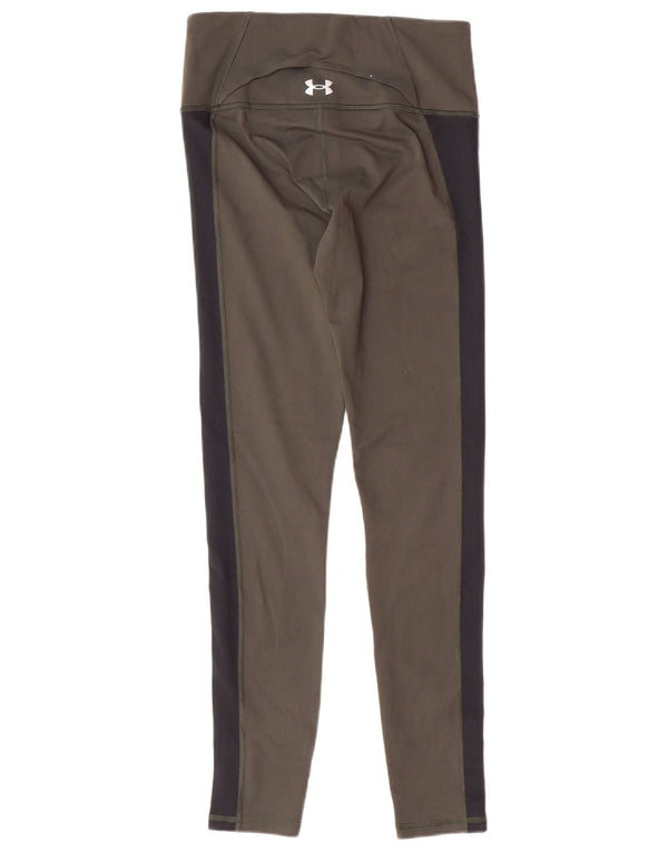 UNDER ARMOUR Leggings til kvinder UK 10 Small Khaki Colourblock Polyester