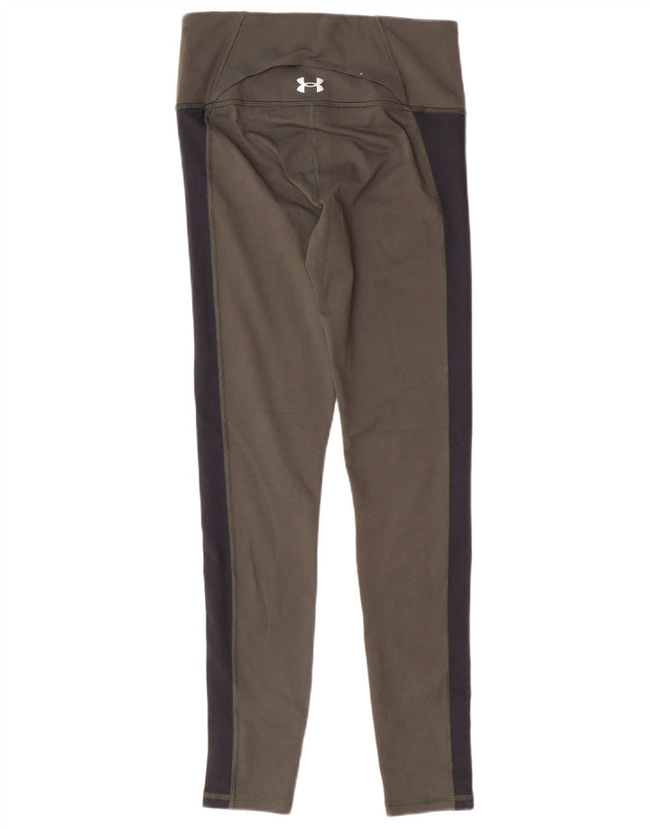 UNDER ARMOUR Leggings til kvinder UK 10 Small Khaki Colourblock Polyester