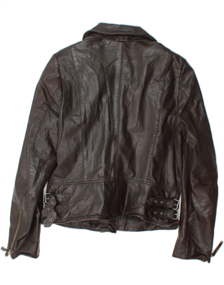 FREAKY NATION Womens Leather Biker Jacket UK 18 XL Brown Leather Vintage Freaky Nation and Second-Hand Freaky Nation from Messina Hembry 