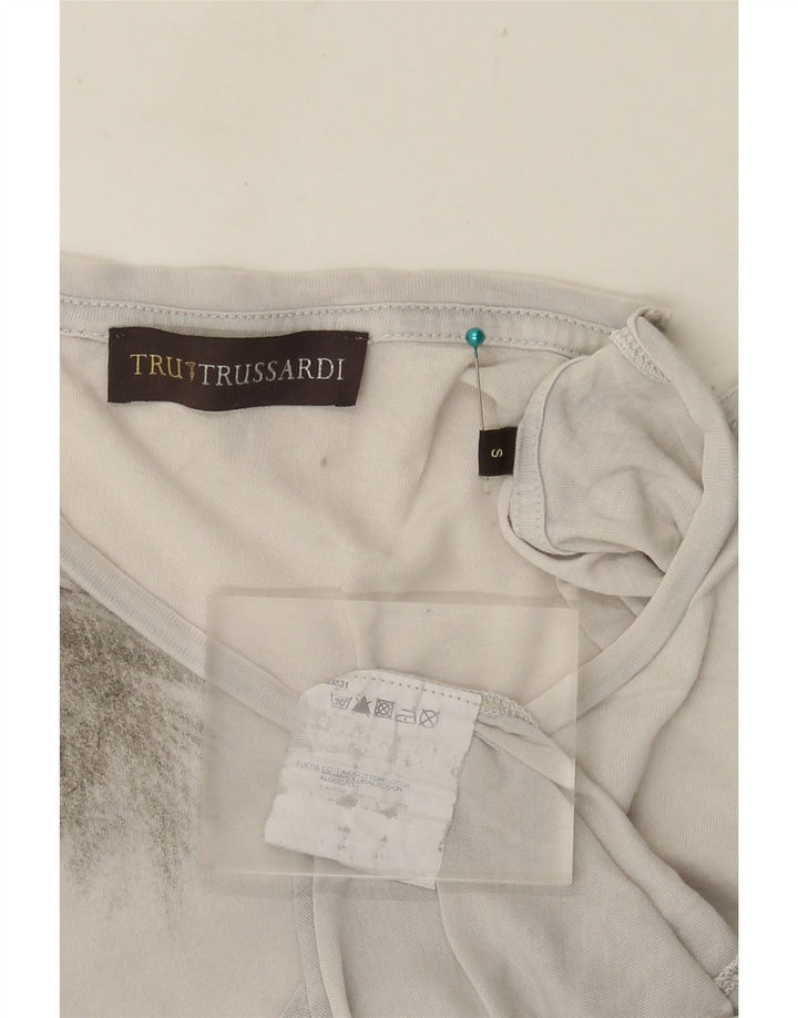 TRUSSARDI Herre grafisk T-shirt Top Lille grå bomuld