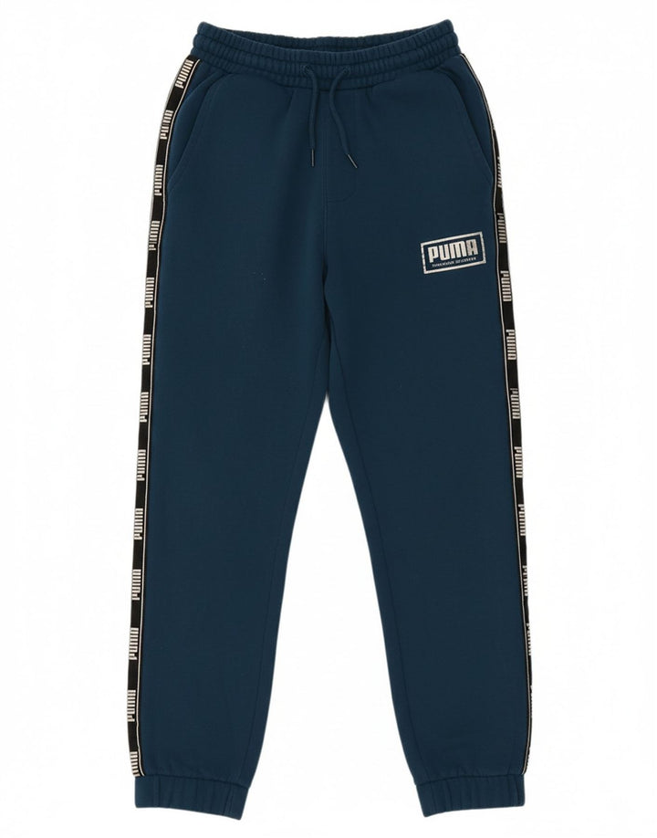 PUMA Mens Graphic Tracksuit Trousers Joggers Small  Navy Blue Colourblock