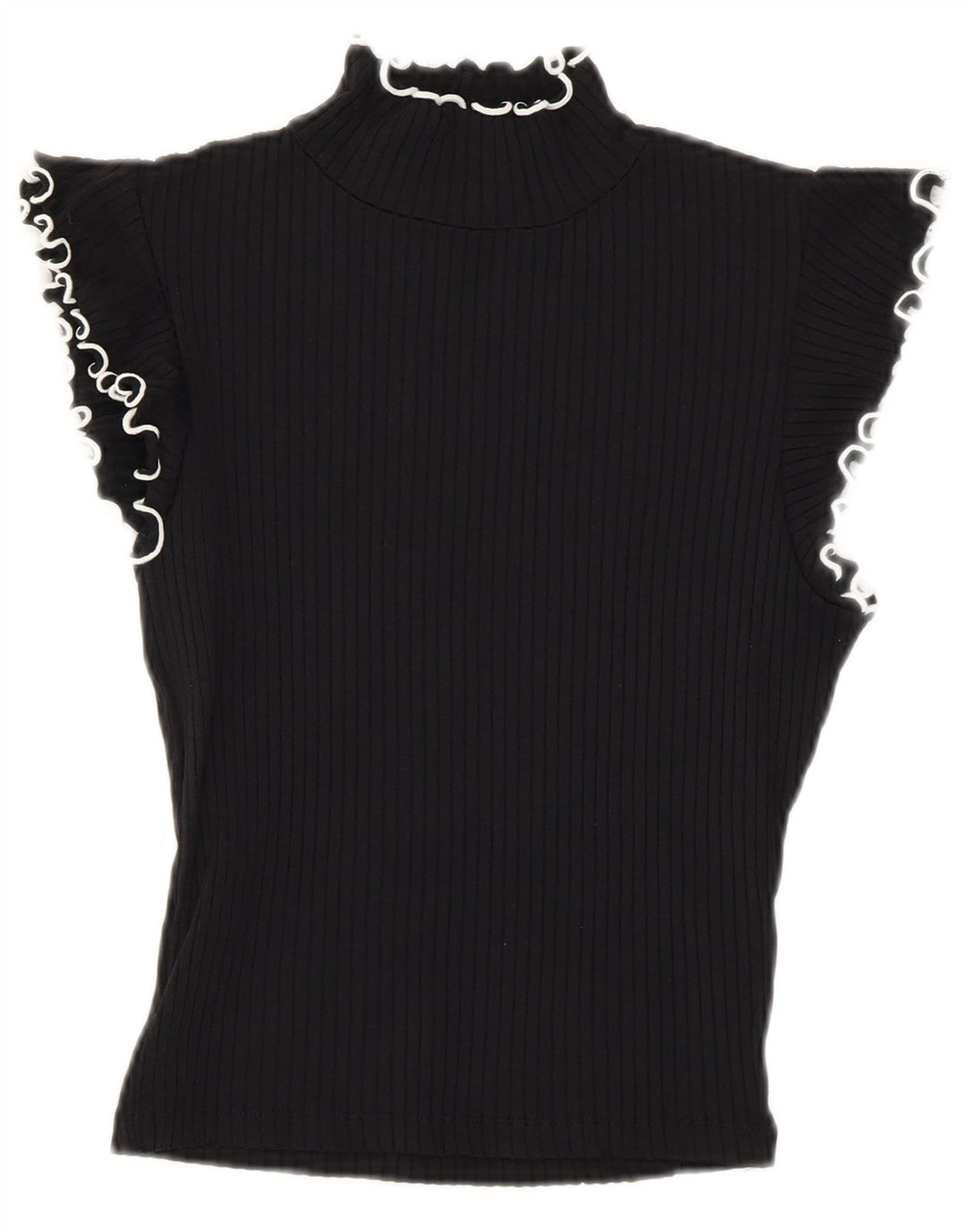 Zara Womens Crop Bluse Top UK 8 Small Black Polyamide