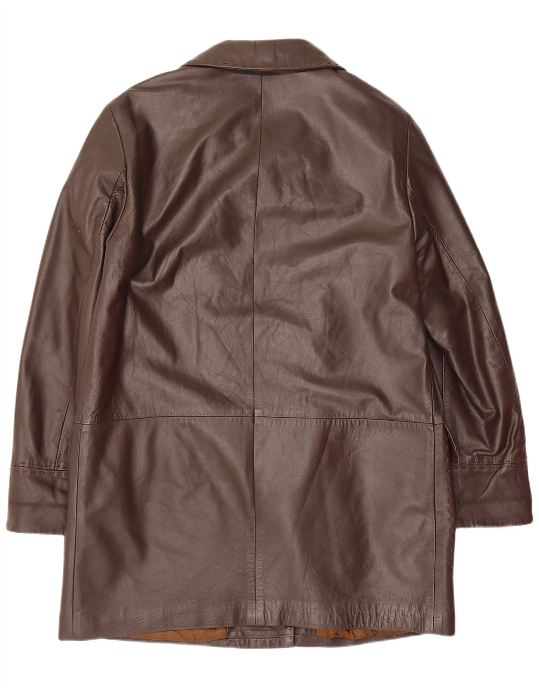 Vintage Dame Loose Fit Læderfrakke IT 44 Medium Brown Classic