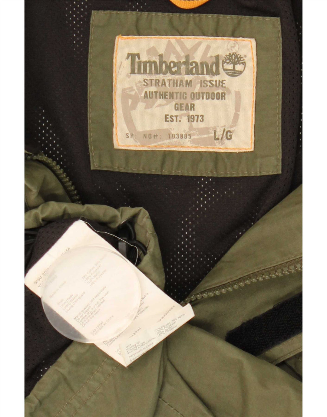 Timberland Herre Hooded Utility Jacket UK 40 Large Khaki Cotton