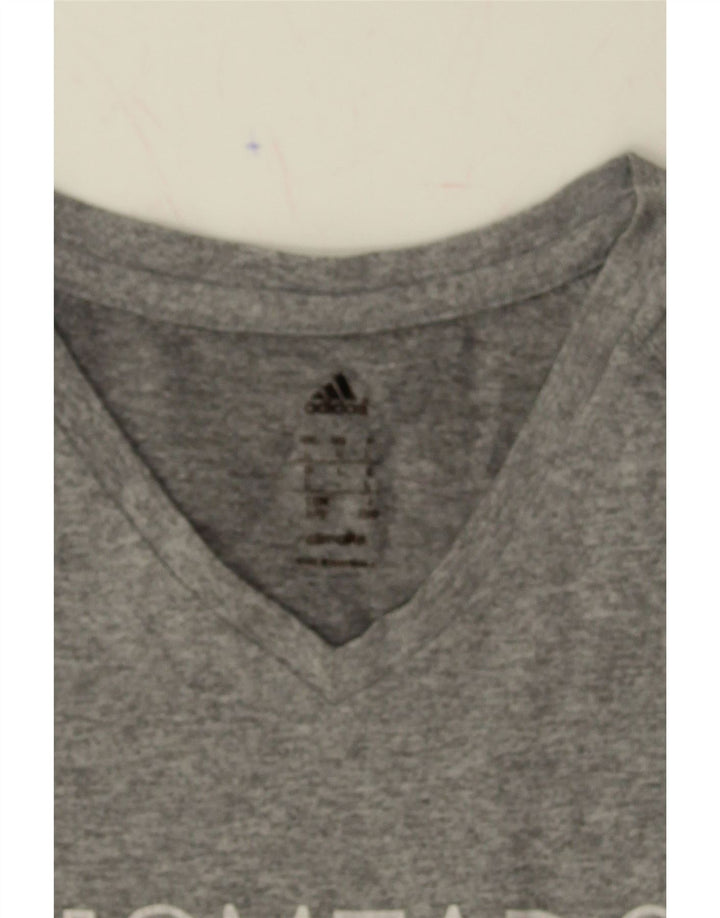 ADIDAS Womens Climalite Graphic Top Long Sleeve UK 16 Large Grey Polyester Vintage Adidas and Second-Hand Adidas from Messina Hembry 