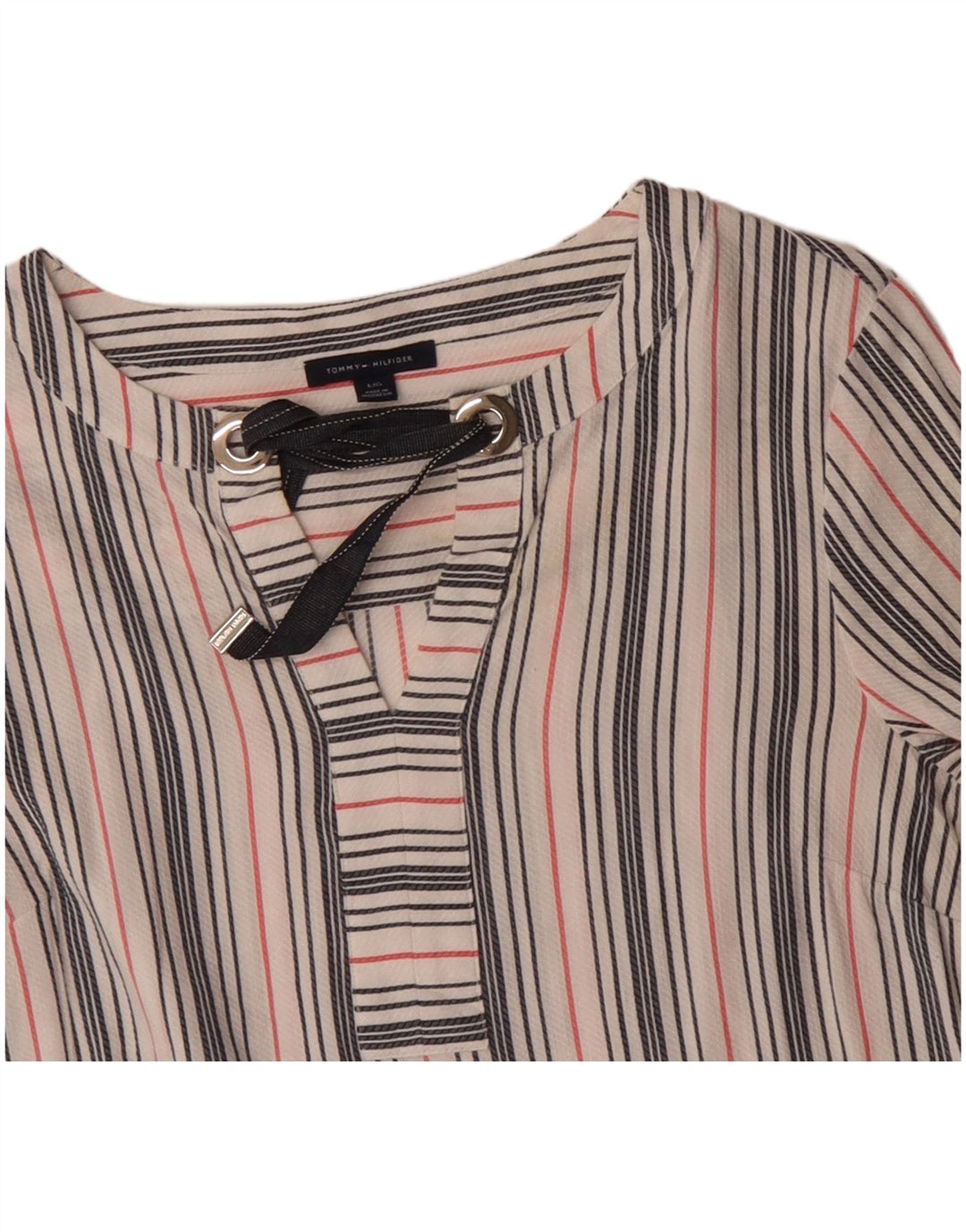 TOMMY HILFIGER Dame bluse Top UK 16 Stor Flerfarvet Stribet