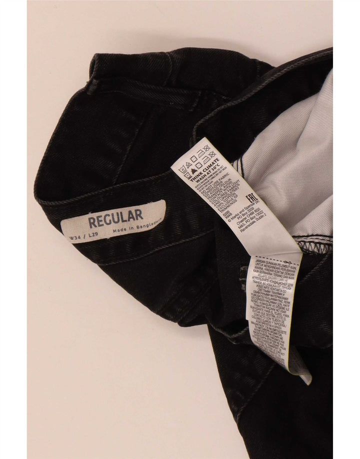 Marks & Spencer Herre Regular Straight Jeans W34 L29 Sort Bomuld