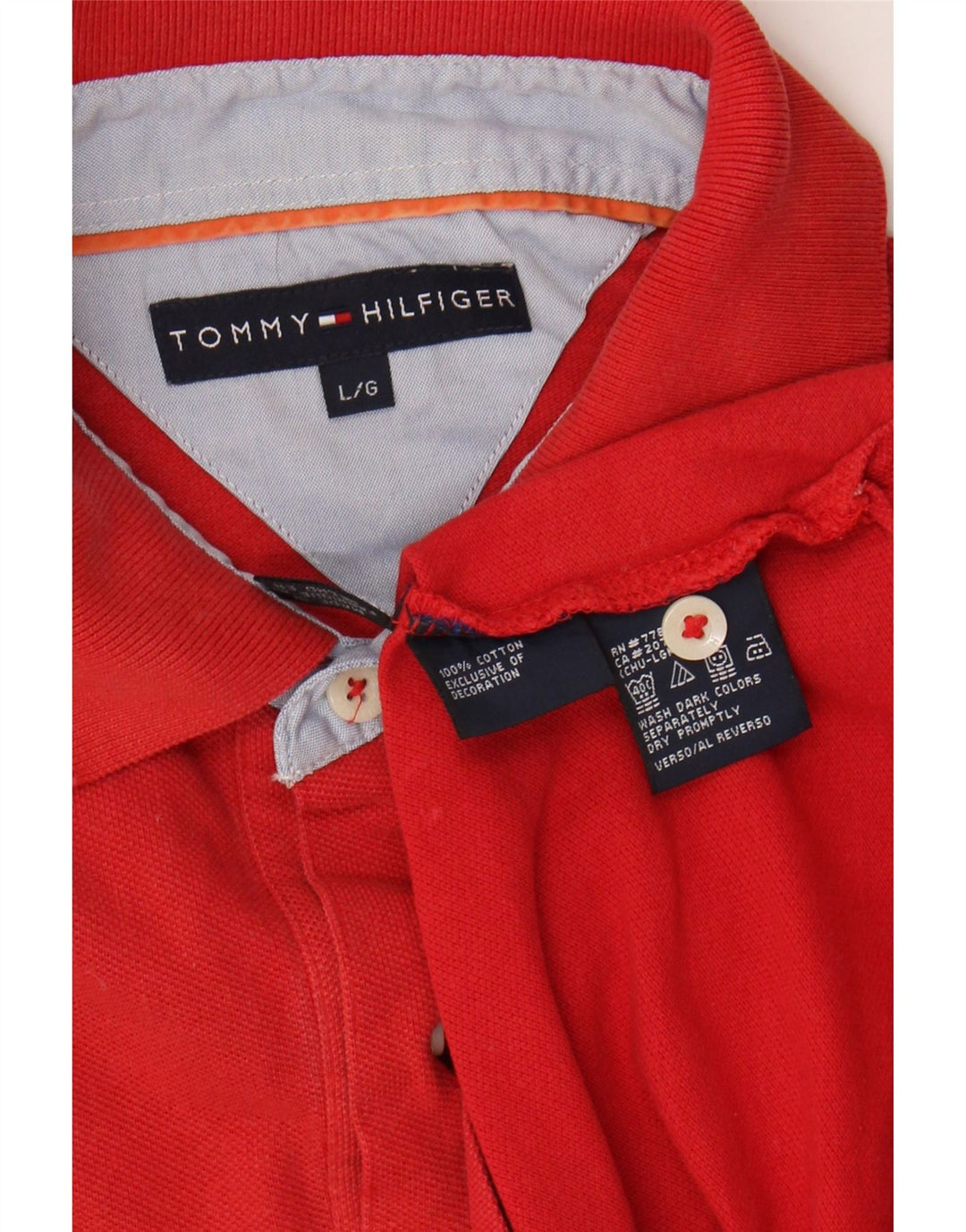TOMMY HILFIGER Mens Polo Shirt Large Red Cotton Vintage Tommy Hilfiger and Second-Hand Tommy Hilfiger from Messina Hembry 