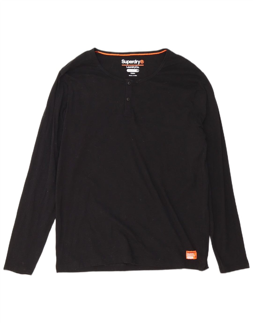 Superdry Herre Regular Fit Top Langærmet 2XL Sort Bomuld