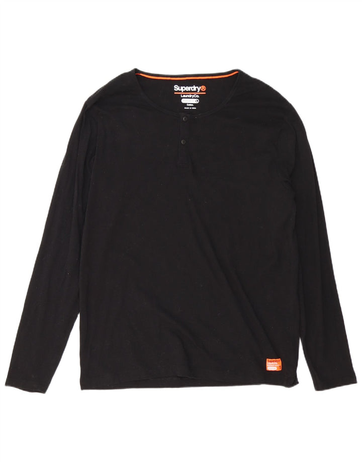 Superdry Herre Regular Fit Top Langærmet 2XL Sort Bomuld