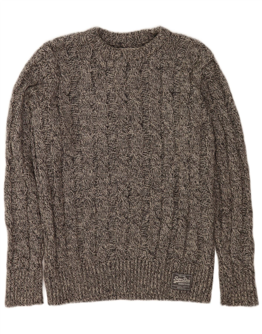 Superdry sweater med rund hals til mænd mellemgrå flækket akryl