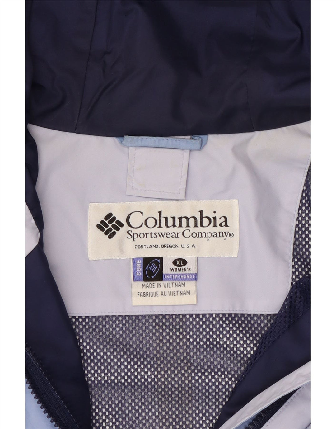 Champion Dame Oversized Hætte Regnjakke UK 18 XL Blå Colourblock
