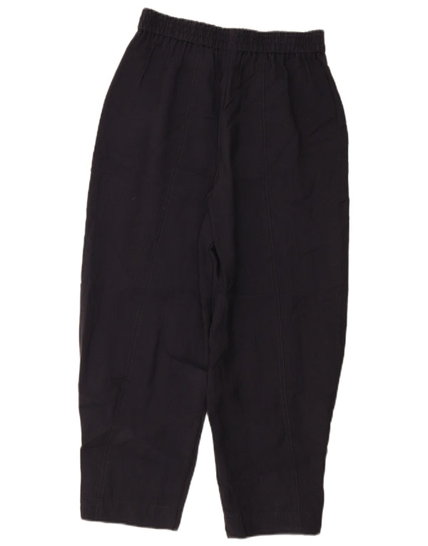 Zara Womens tilspidsede cropped bukser Small W26 L23 Navy Blue Viscose