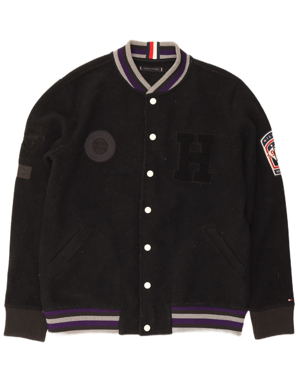Tommy Hilfiger Herre Grafisk Fleece Varsity Jakke UK 42 XL Sort Polyester