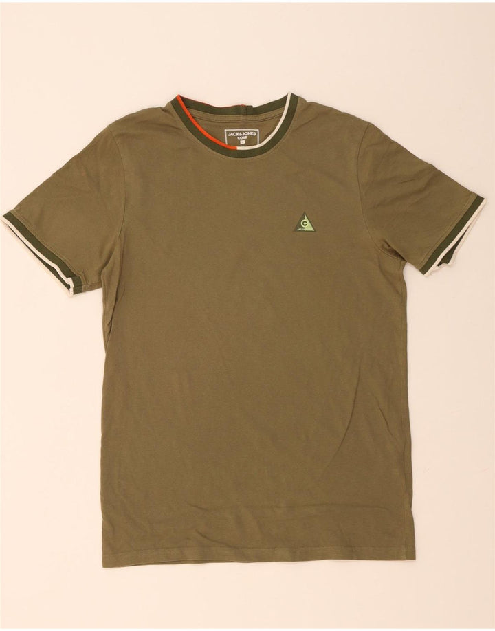 JACK & JONES Herre T-Shirt Top Stor Khaki Bomuld