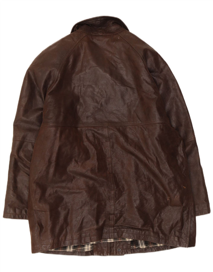 Vintage herre læderjakke IT 50 Stor brunt læder