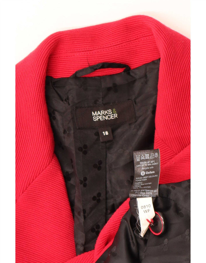 Marks & Spencer Dame 1 Knap Blazer Jacket UK 18 XL Rød Polyester