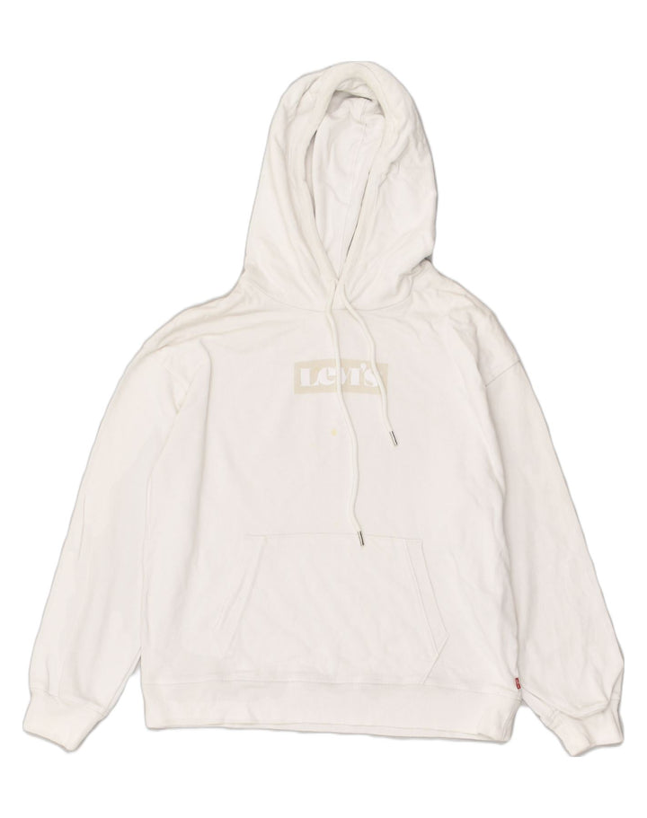 LEVI'S Mens Graphic Hoodie Jumper Medium White Cotton | Vintage Levi's | Thrift | Second-Hand Levi's | Used Clothing | Messina Hembry 