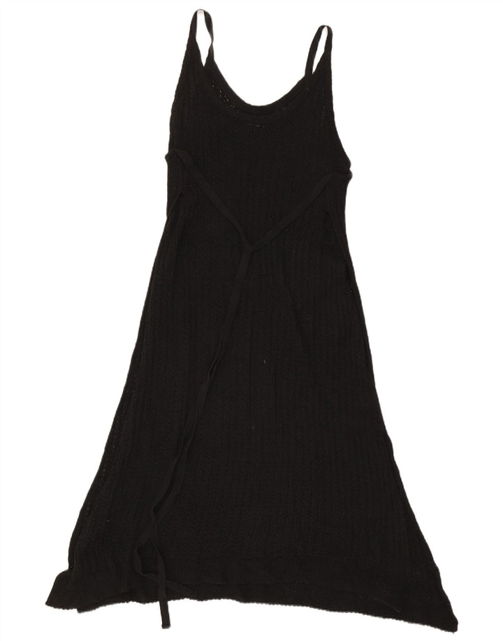 Zara Dame Ærmeløs Strik Asymmetrisk Kjole UK 14 Medium Sort