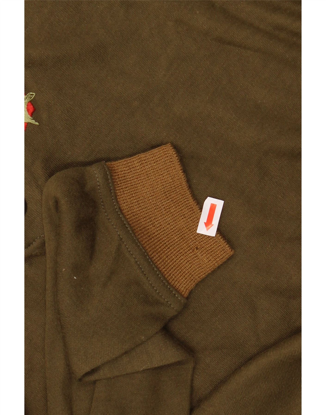 VINTAGE Herre Polo Neck Jumper Sweater Stor Khaki Akryl
