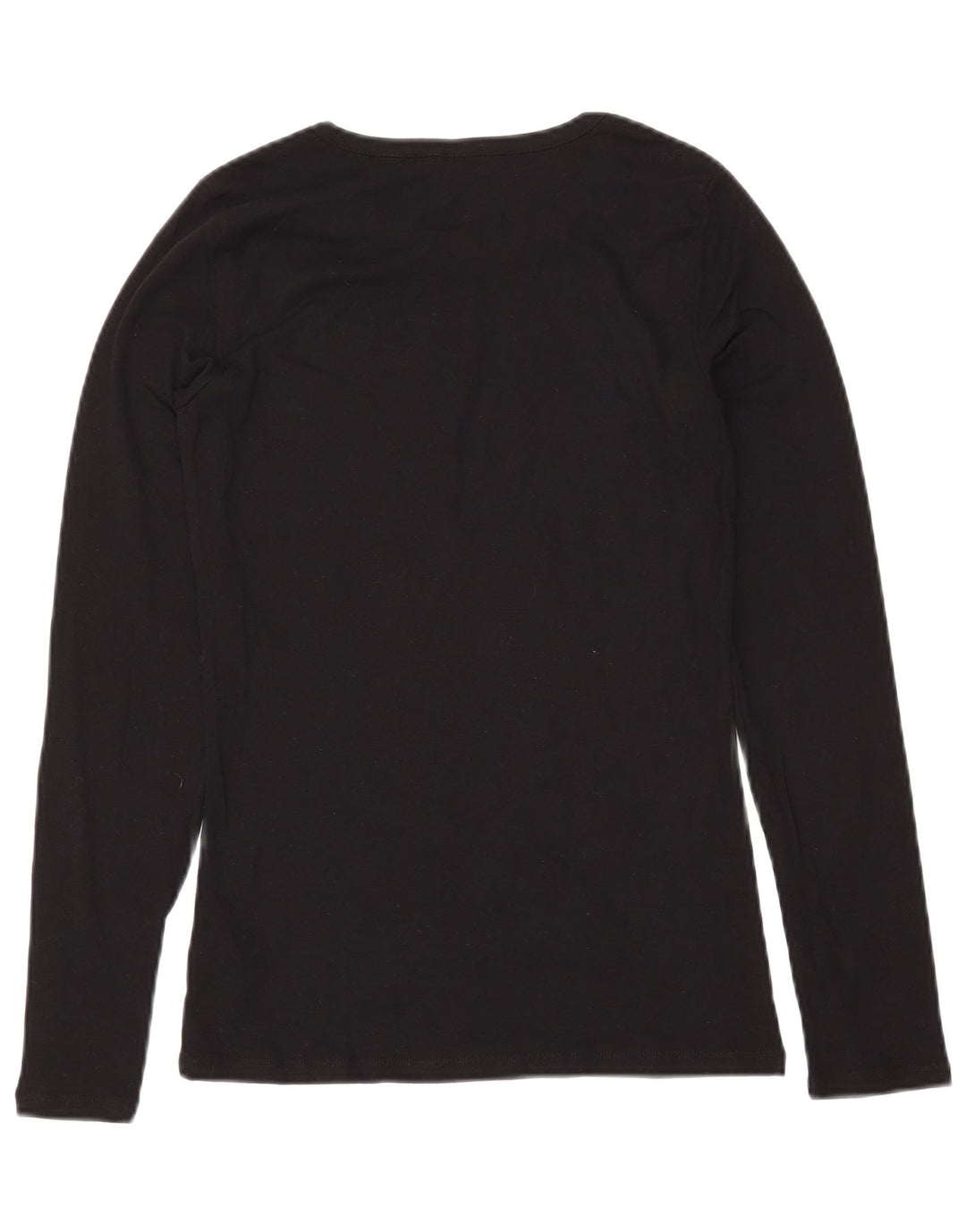 BENETTON Dame Top Langærmet UK 14 Stor Sort Bomuld