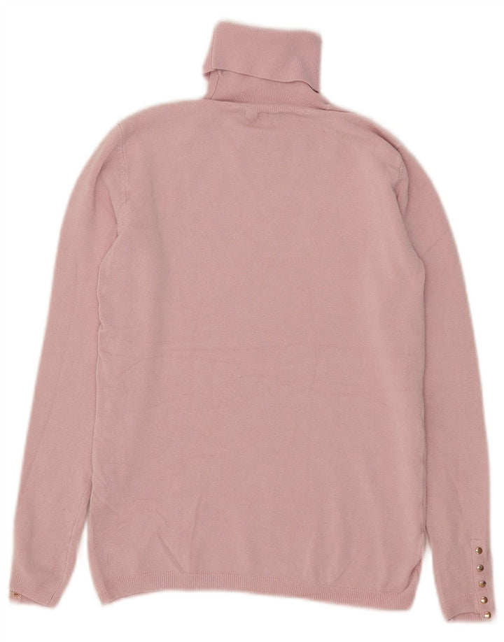 Zara Dame Roll Neck Jumper Sweater UK 10 Small Pink Viscose