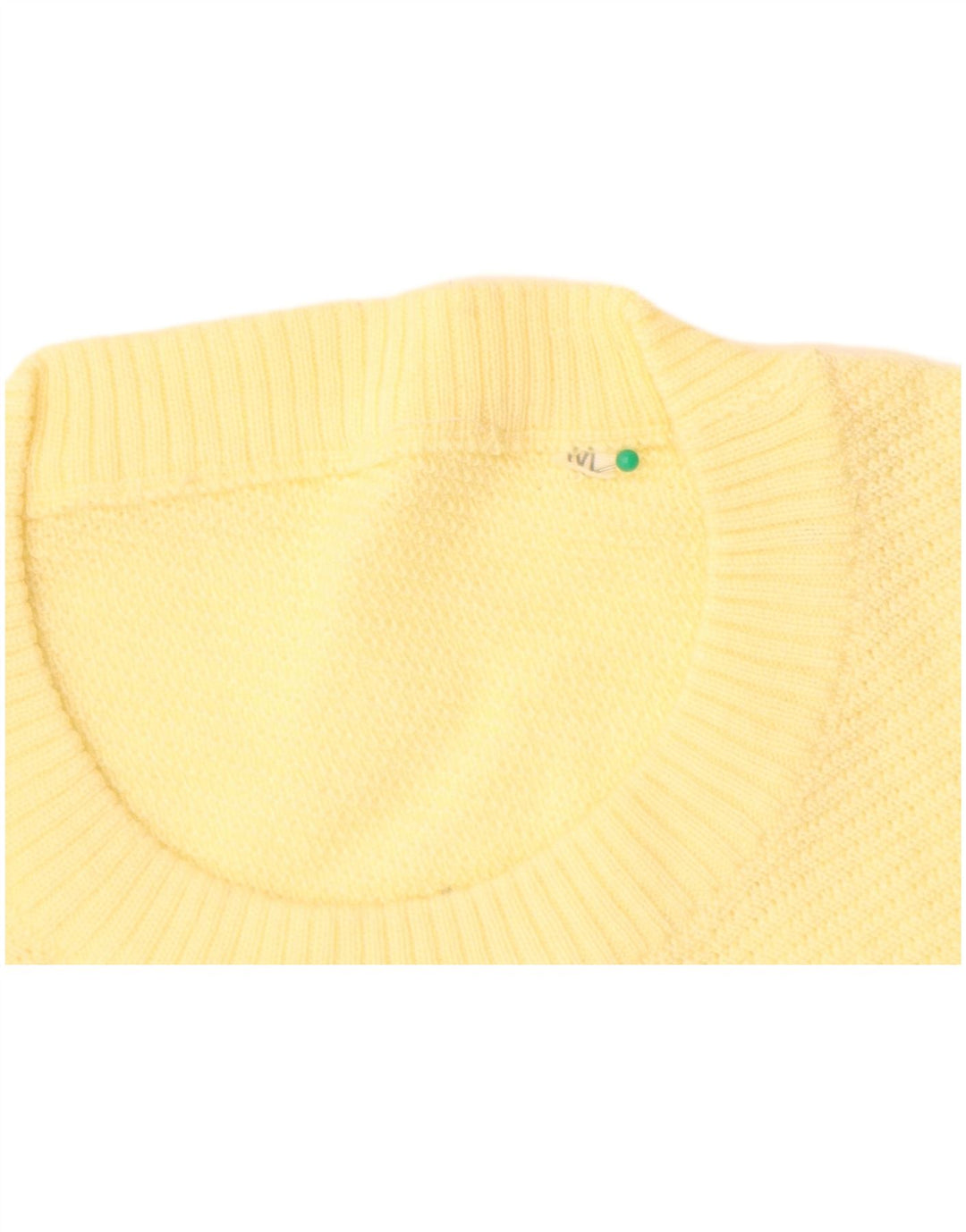 VINTAGE Dame sweater med rund hals DK 14 Medium Yellow Wool