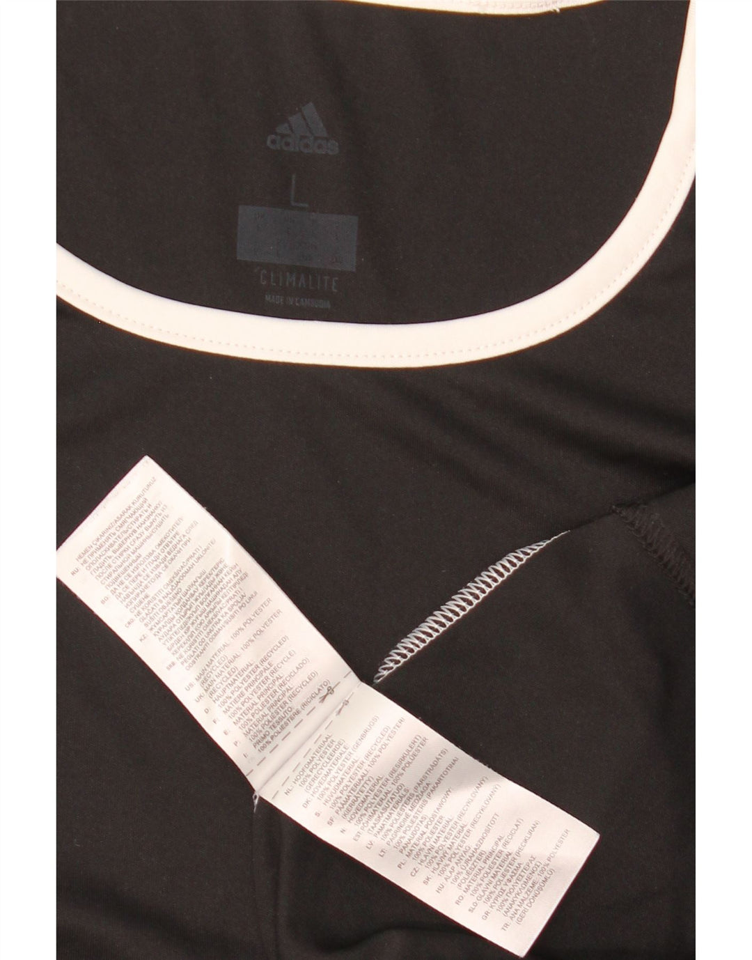 Adidas Herre Climalite T-Shirt Top Stor Sort Colourblock Polyester