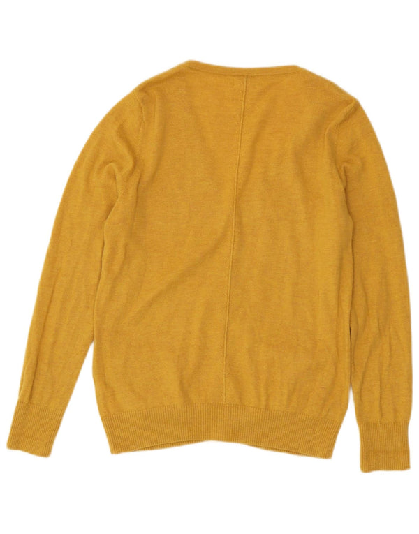 Fat Face Dame Cardigan Sweater UK 12 Medium Yellow Wool