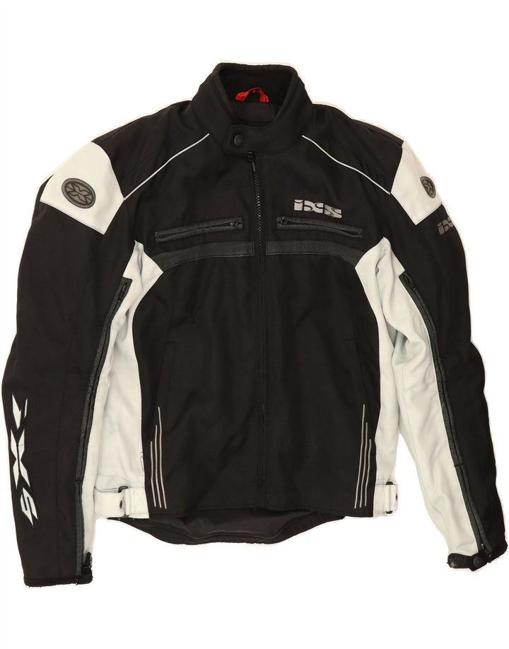 IXS Mens Graphic Racer Jacket UK 40 Large Black Colourblock Polyester Vintage IXS and Second-Hand IXS from Messina Hembry 