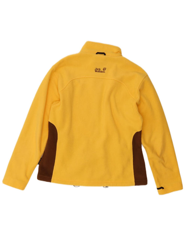 Jack Wolfskin Womens Graphic Fleece Jacket UK 18/20 XL Yellow Colourblock