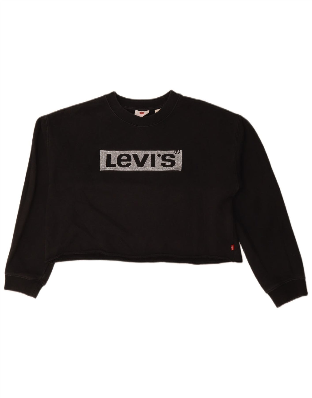 Levi's Womens Crop Oversized grafisk top Langærmet UK 10 Small Black